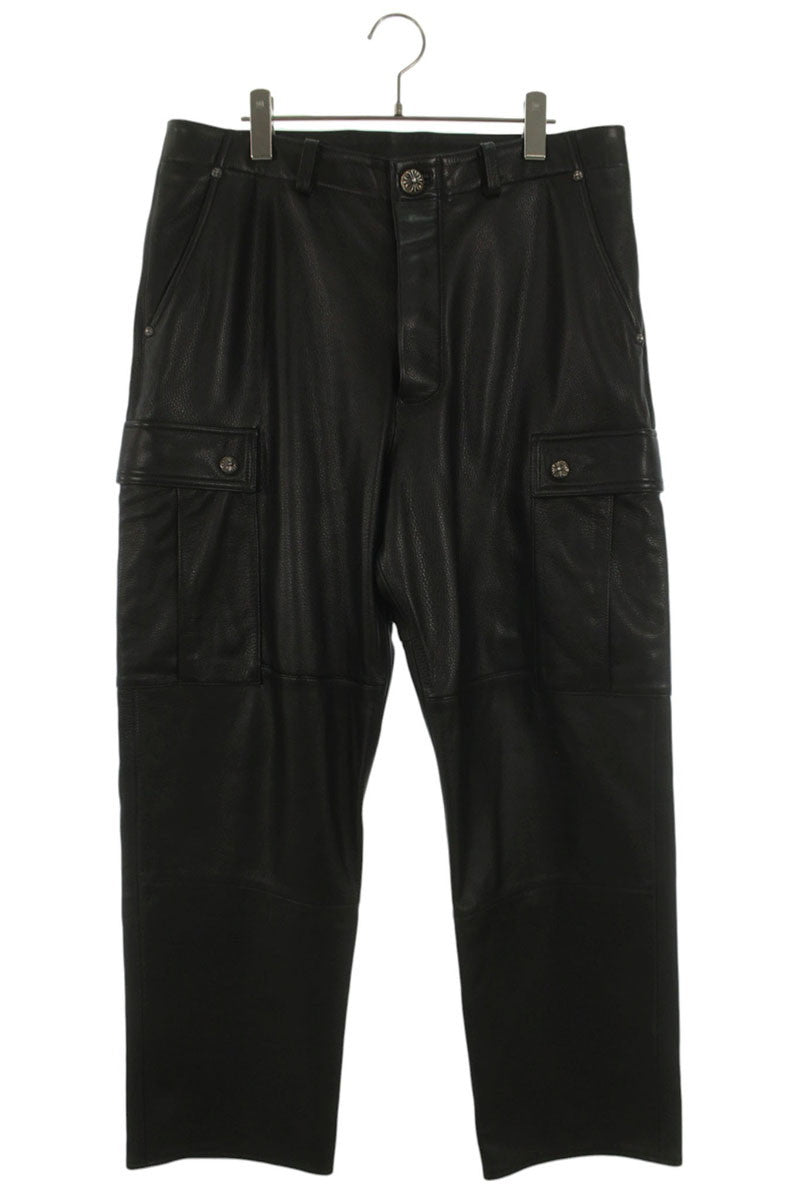 Chrome Hearts DEVIL DOG LTHR Cross Button Leather Size 33