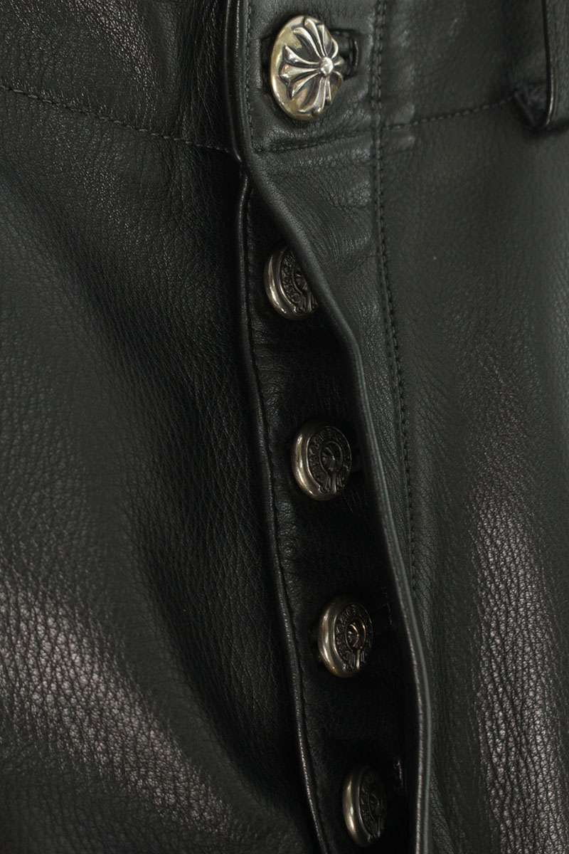 Chrome Hearts DEVIL DOG LTHR Cross Button Leather Size 33
