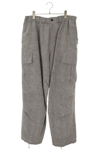 sulvam 26SS Linen Glen Check Wide Slacks Gray Size 32