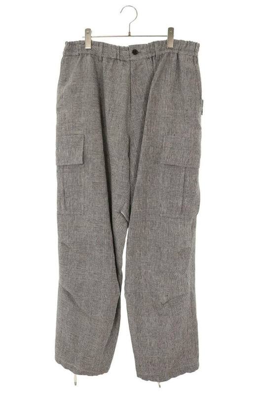 sulvam 26SS Linen Glen Check Wide Slacks Gray Size 32