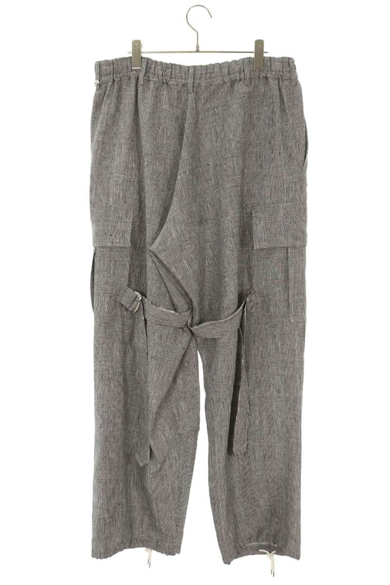 sulvam 26SS Linen Glen Check Wide Slacks Gray Size 32