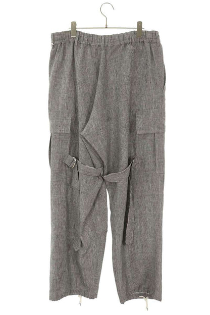 sulvam 26SS Linen Glen Check Wide Slacks Gray Size 32