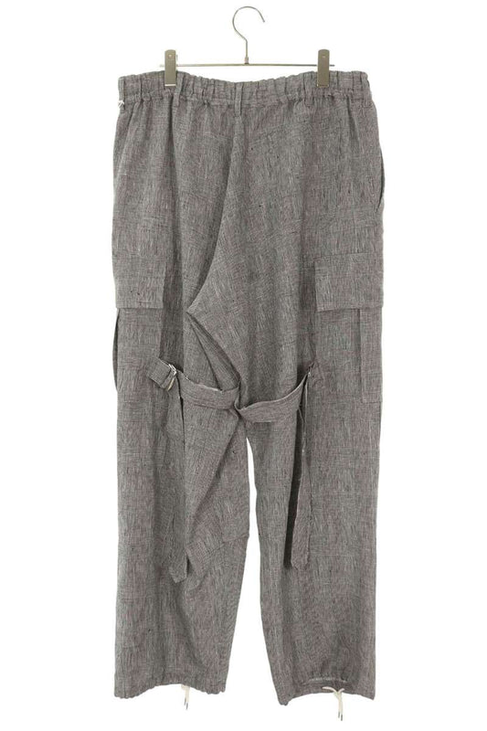 sulvam 26SS Linen Glen Check Wide Slacks Gray Size 32