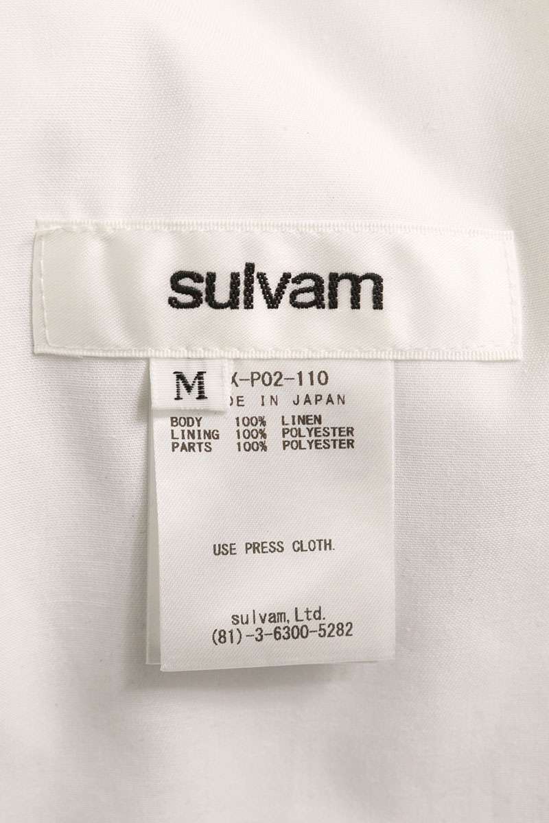 sulvam 26SS Linen Glen Check Wide Slacks Gray Size 32