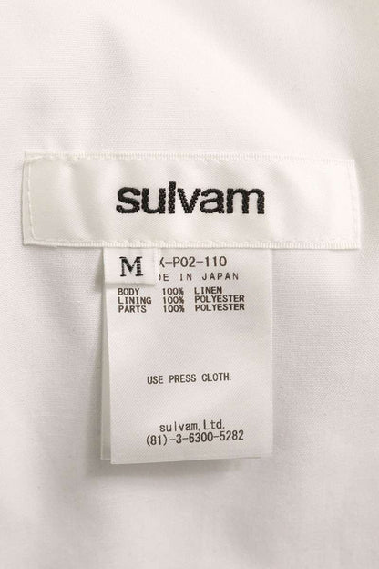 sulvam 26SS Linen Glen Check Wide Slacks Gray Size 32