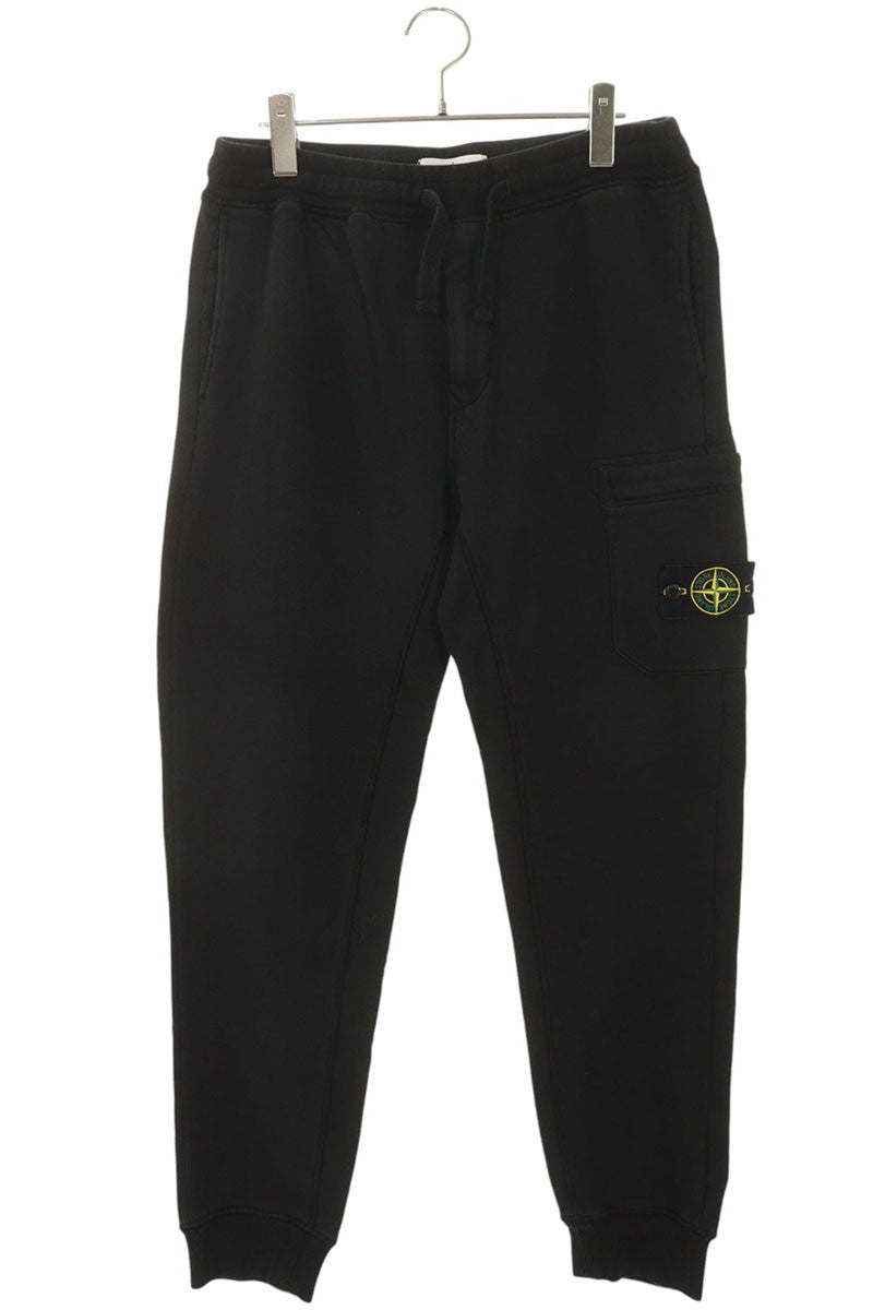 STONEISLAND Logo Patch Cotton Sweatpants Black Size 32