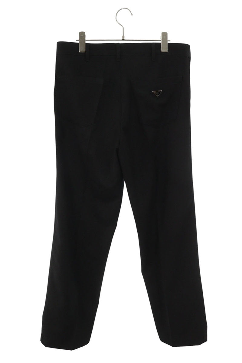 PRADA Triangle Plate Wool Pants Black Size 34