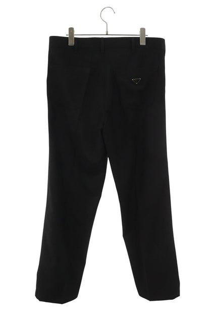 PRADA Triangle Plate Wool Pants Black Size 34