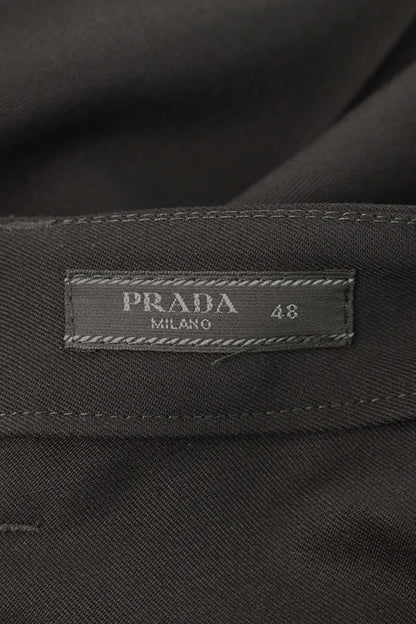 PRADA Triangle Plate Wool Pants Black Size 34