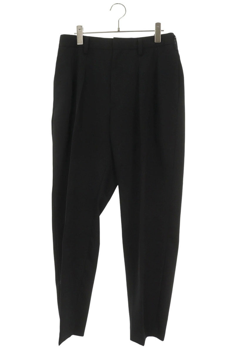 UJOH Two-Pleat Easy Wide Wool Slacks Black Size 38