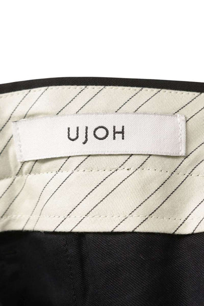 UJOH Two-Pleat Easy Wide Wool Slacks Black Size 38