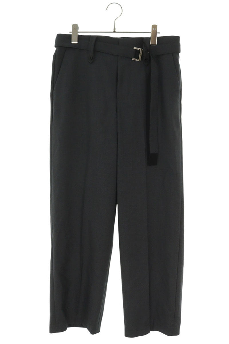 Sacai Belted Wide Wool Blend Slacks Gray Size 32