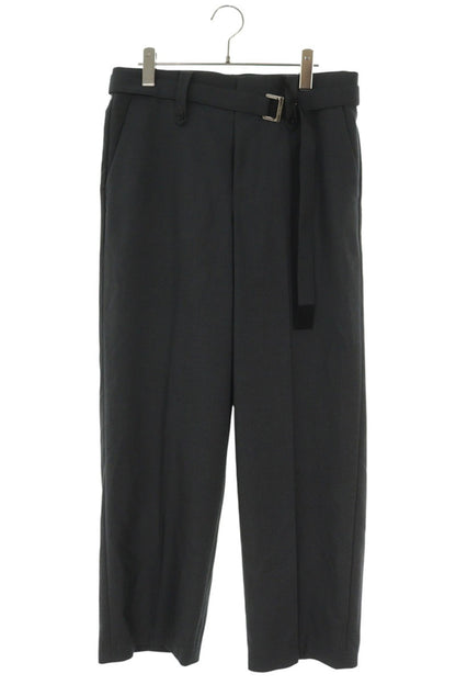 Sacai Belted Wide Wool Blend Slacks Gray Size 32