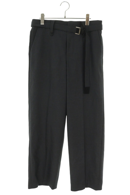 Sacai Belted Wide Wool Blend Slacks Gray Size 32