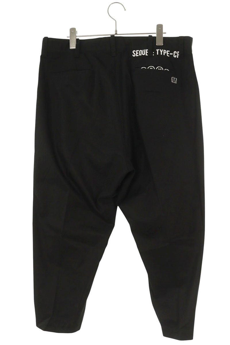 SEQUEL WEEKEND Logo Print Cotton Pants Black Size 34