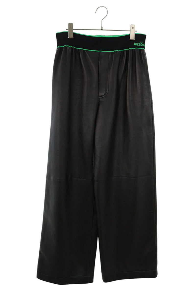 BOTTEGA VENETA Black/Green Lamb Leather Easy Pants Size 30