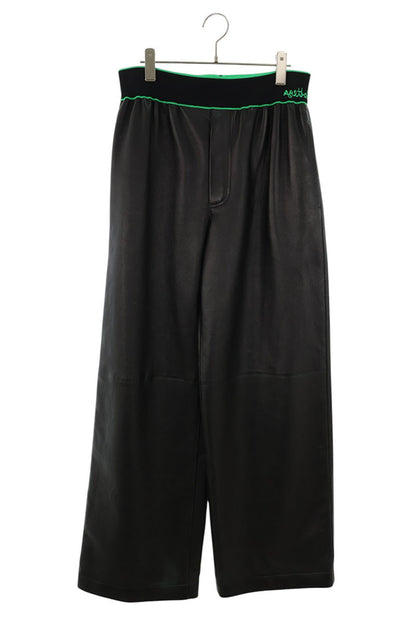 BOTTEGA VENETA Black/Green Lamb Leather Easy Pants Size 30