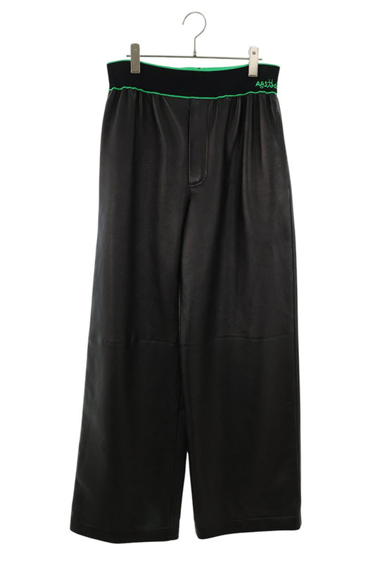 BOTTEGA VENETA Black/Green Lamb Leather Easy Pants Size 30