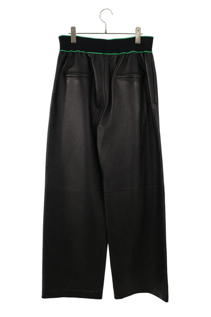 BOTTEGA VENETA Black/Green Lamb Leather Easy Pants Size 30