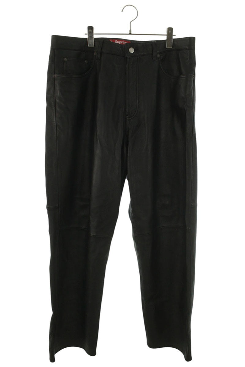 SUPREME 24AW Leather Baggy 5-Pocket Jean Black Size 36