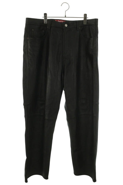 SUPREME 24AW Leather Baggy 5-Pocket Jean Black Size 36