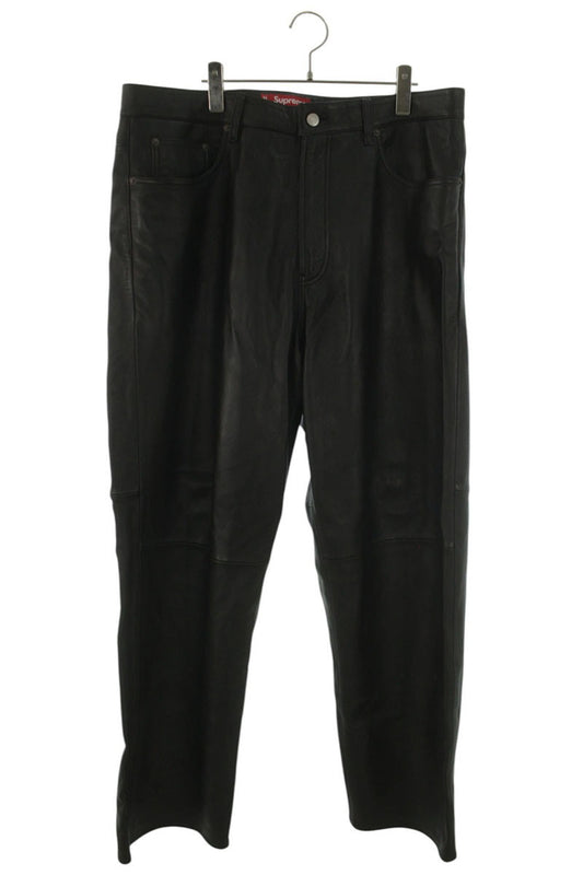 SUPREME 24AW Leather Baggy 5-Pocket Jean Black Size 36