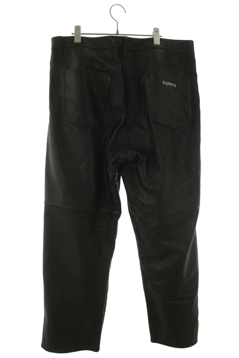 SUPREME 24AW Leather Baggy 5-Pocket Jean Black Size 36