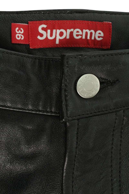 SUPREME 24AW Leather Baggy 5-Pocket Jean Black Size 36