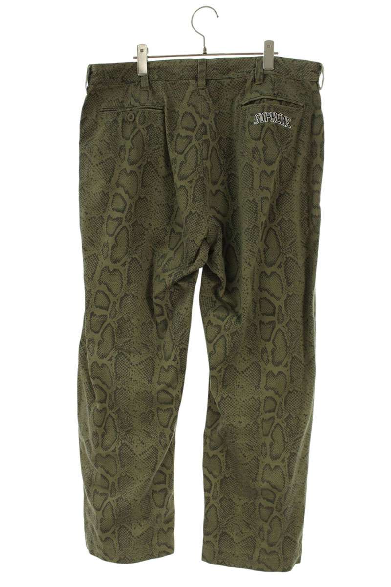 SUPREME 24SS Snake Print Chino Pant Green Cotton Size 36