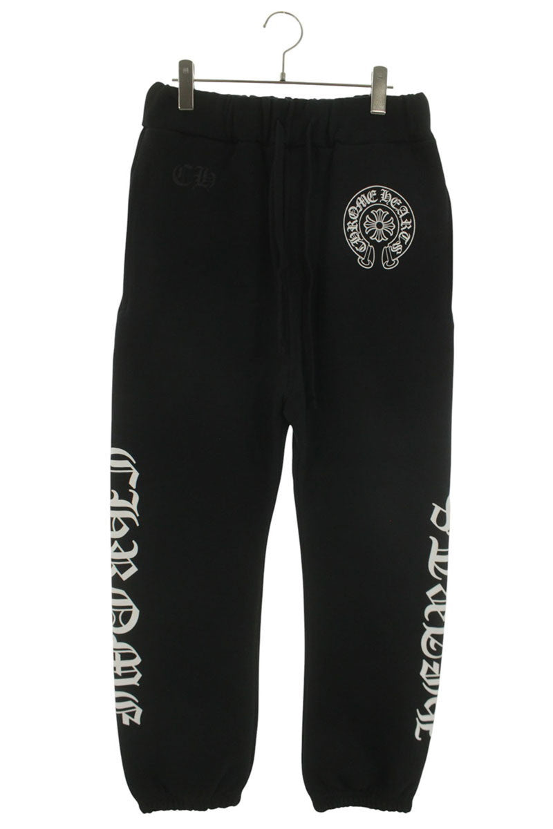 Chrome Hearts SWEAT PANTS Side Logo Print Black Size 30