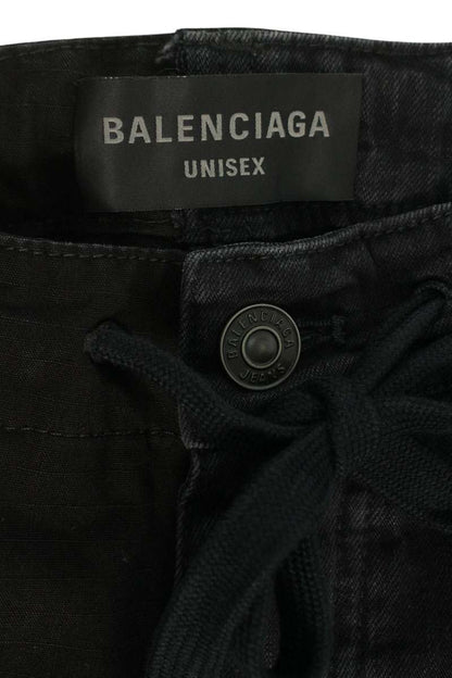 BALENCIAGA Hybrid Baggy Paneled Cargo Pants Black Size 28