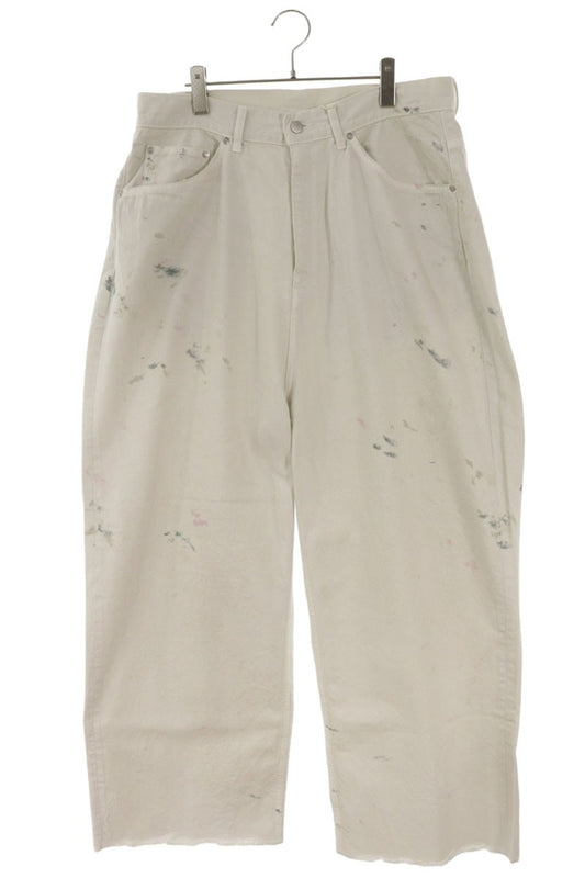 ANCELLM 26SS White Cotton Paint Distressed Pants Size 34
