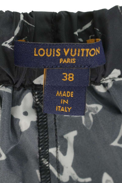 LOUISVUITTON Stencil Effect Monogram Nylon Pants Size 38