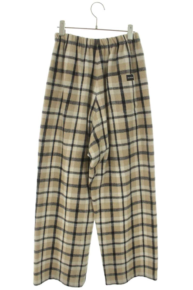 BALENCIAGA Check Pattern Pant Beige Wool Blend Size 36