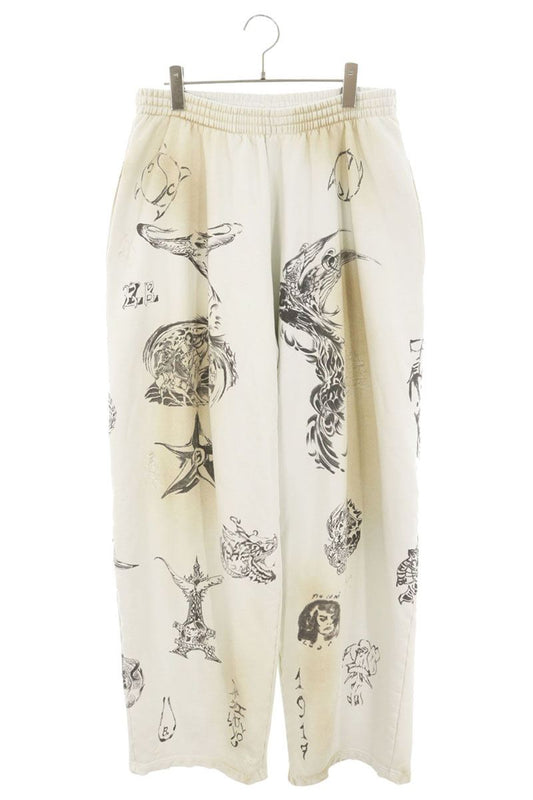 BALENCIAGA 24SS Graffiti Print Baggy Sweatpants White Size L
