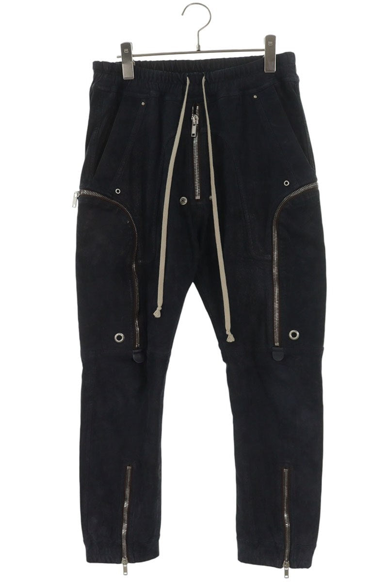 Rick Owens Bauhaus Cargo Leather Pants Dark Navy Size 34