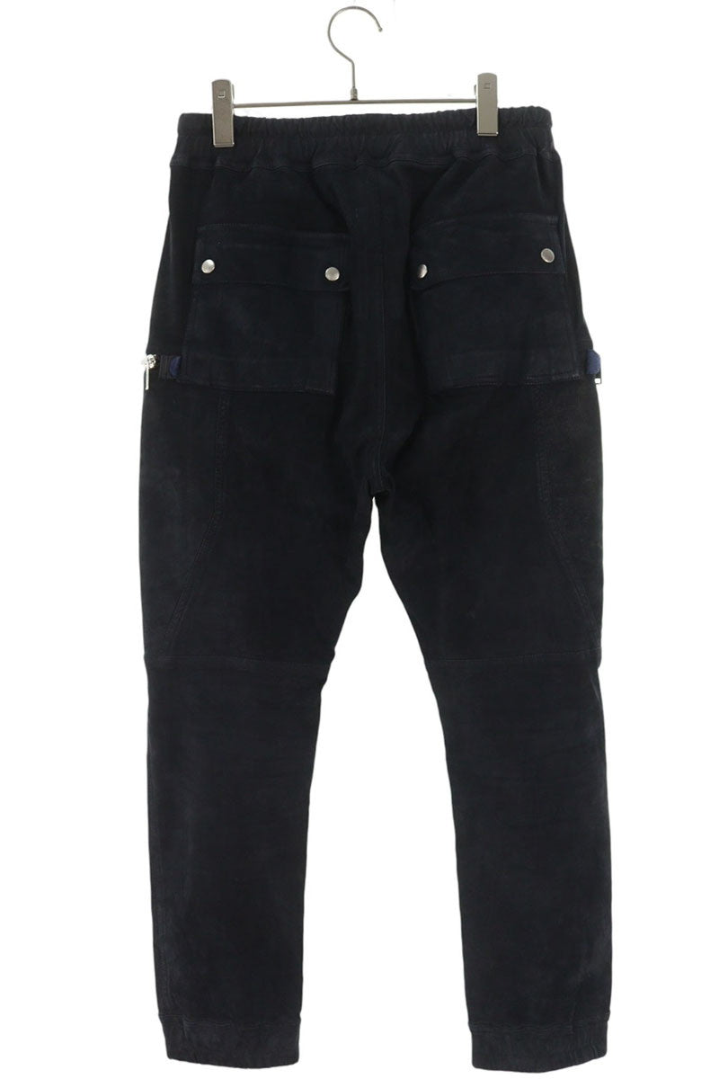 Rick Owens Bauhaus Cargo Leather Pants Dark Navy Size 34