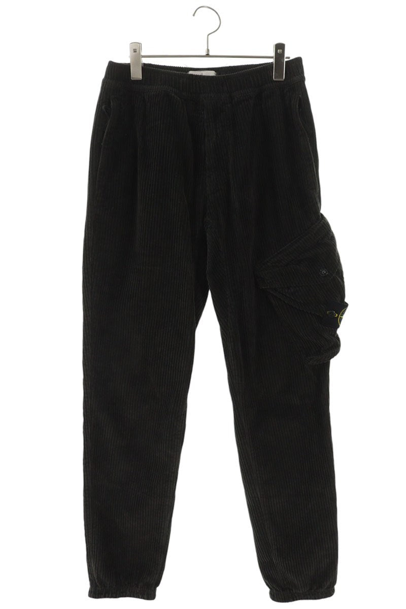 STONEISLAND Corduroy Logo Patch Cargo Pants Black Size 29