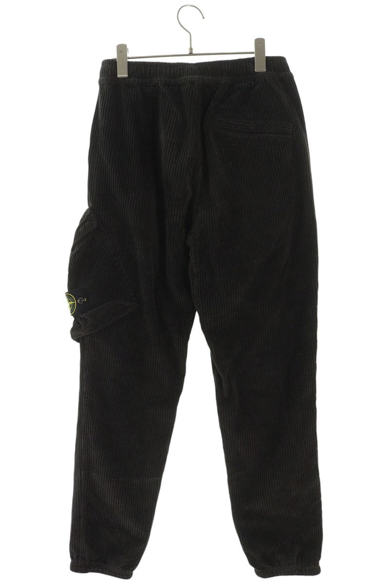 STONEISLAND Corduroy Logo Patch Cargo Pants Black Size 29