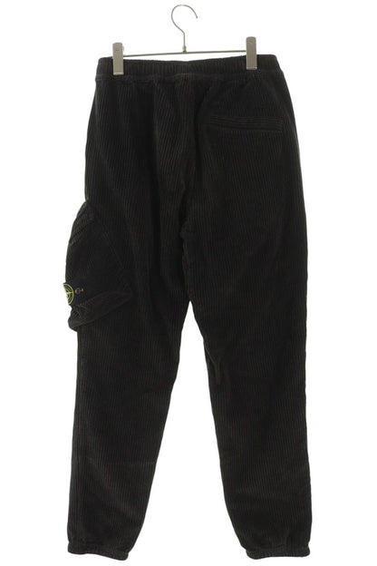 STONEISLAND Corduroy Logo Patch Cargo Pants Black Size 29