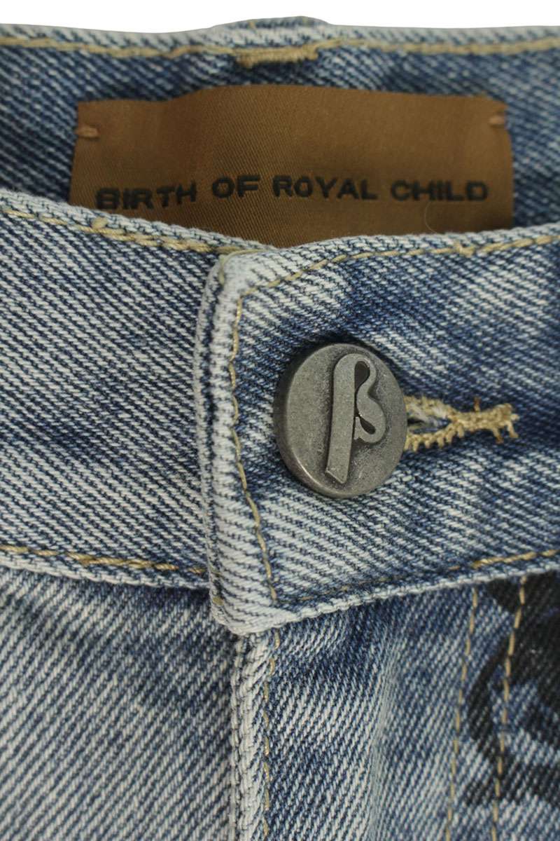 Birth Of Royal Child Paint Splatter Denim Pants Blue Size 28