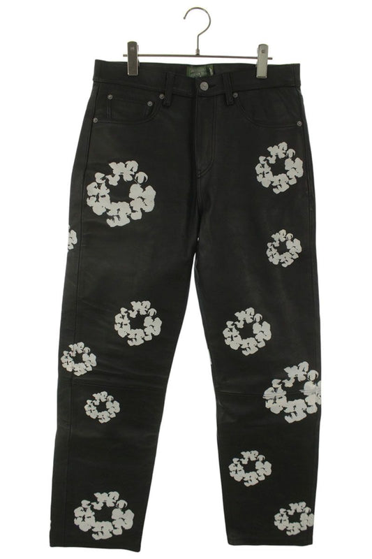 DENIM TEARS Flower Print Leather Pants Multi Size 32