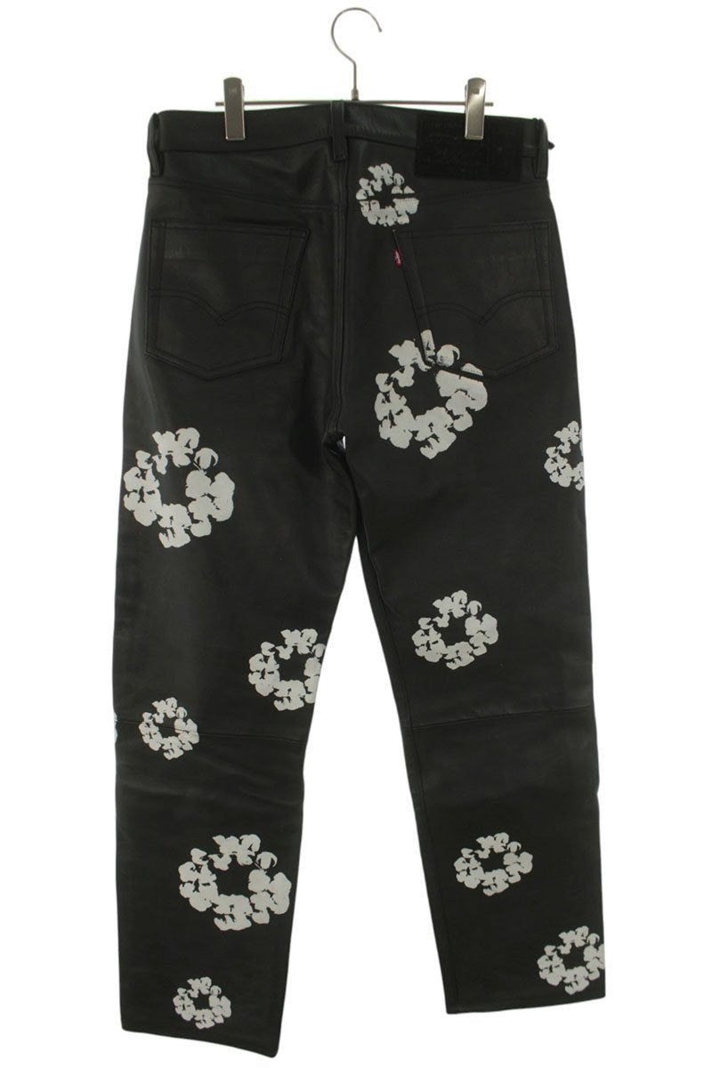 DENIM TEARS Flower Print Leather Pants Multi Size 32