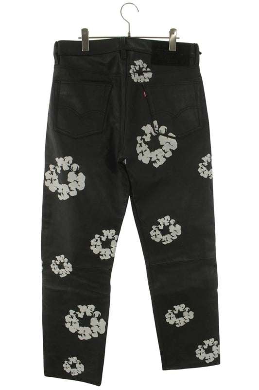 DENIM TEARS Flower Print Leather Pants Multi Size 32