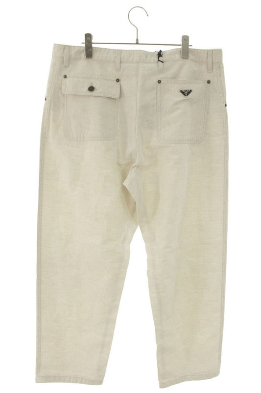 PRADA Triangle Plate Chambray Cotton Linen Pants Size 32