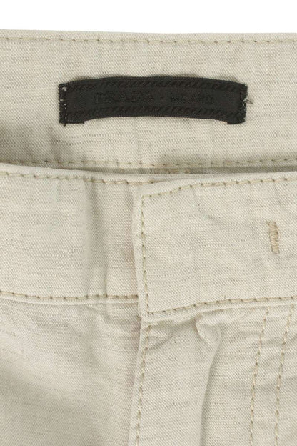 PRADA Triangle Plate Chambray Cotton Linen Pants Size 32