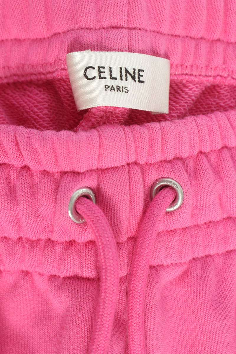 CELINE Logo Print Cotton Sweatpants Pink Size 34