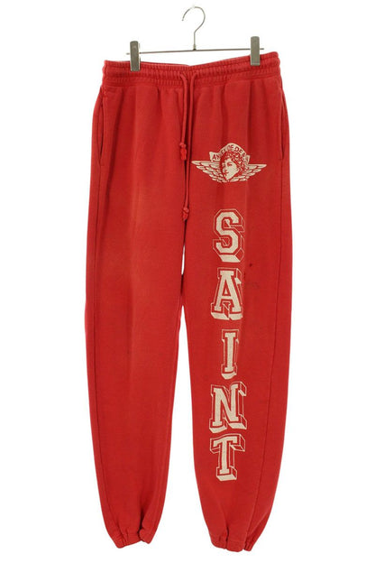 SAINT MICHAEL Distressed Logo Print Pants Red Size S