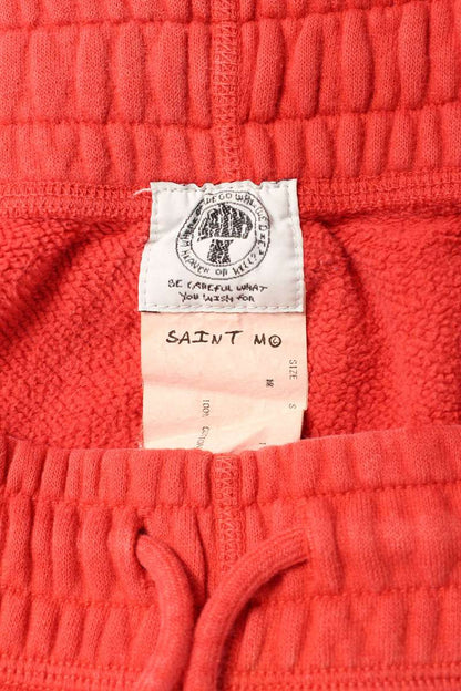 SAINT MICHAEL Distressed Logo Print Pants Red Size S
