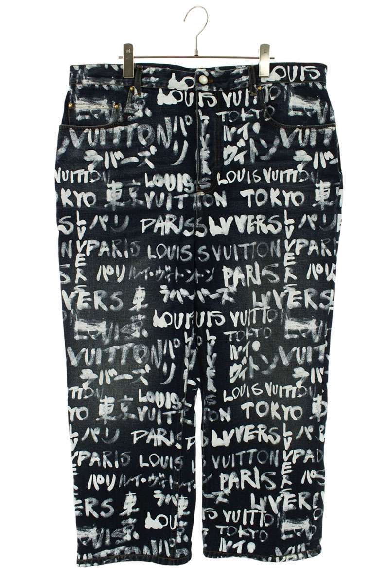 LOUISVUITTON Graffiti Logo All Over Skate Pants Size 36